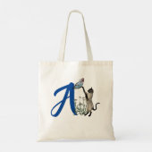 Tote Bag Papillon de chat siamois Cute Monogramme Initial A (Dos)