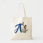 Tote Bag Papillon de chat siamois Cute Monogramme Initial A (Devant)