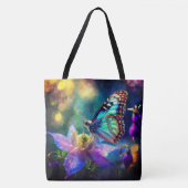Tote Bag Papillon De Forêt Enchantée Sur Fleur (Devant)