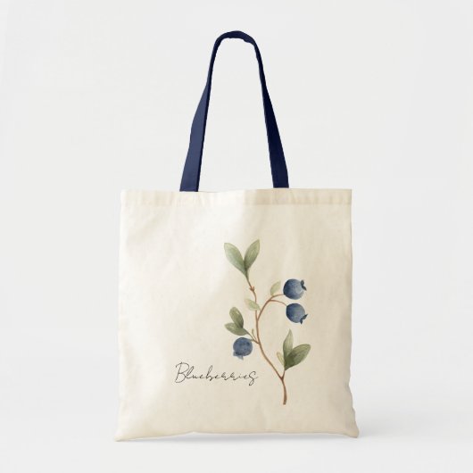 Tote Bag Papillon De Fruit Baies Bleues Bleu (Devant)