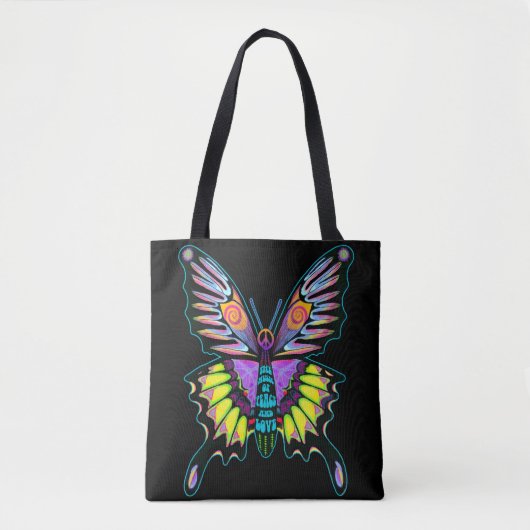Tote Bag Papillon de paix psychédélique (Devant)