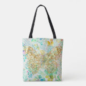Tote Bag Papillon d'or sur Floral (Dos)