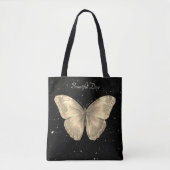 Tote Bag Papillon doré et ciel noir aux étoiles (Devant)