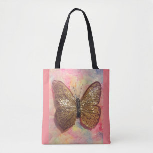 Tote Bag papillon en bronze brillant fourre-tout