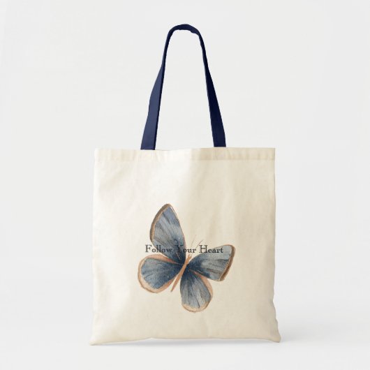 Tote Bag Papillon en faux denim bleu (Devant)