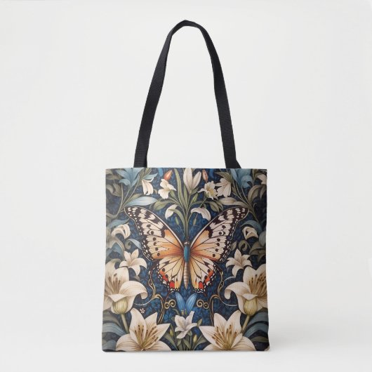 Tote Bag Papillon et Lilies Botanique (Devant)