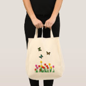 Tote Bag Papillon et tulipes (Devant (produit))