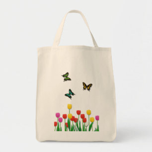 Tote Bag Papillon et tulipes