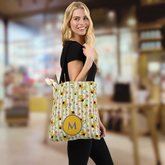 Tote Bag Papillon Fleur Motif Monogrammé Coneflower