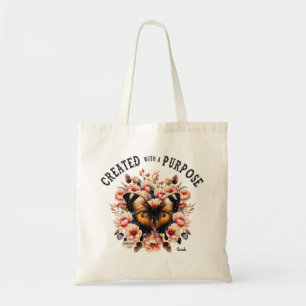 Tote Bag Papillon Floral Chrétien Créé Avec Un But