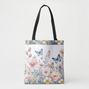 Tote Bag Papillon Floral Pastel – Amoureux Élégants de la N