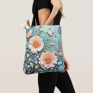 Tote Bag Papillon floral Pastel Art