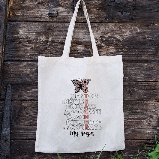 Tote Bag Papillon floral personnalisé Stylish Cute enseigna