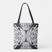 Tote Bag Papillon gris noir et blanc ailé Abstrait (Dos)
