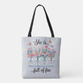 Tote Bag Papillon inspiré/Écriture biblique florale (Dos)