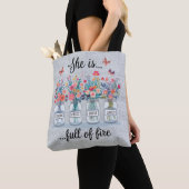 Tote Bag Papillon inspiré/Écriture biblique florale (De près)