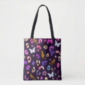 Tote Bag Papillon léopard Noir (Devant)