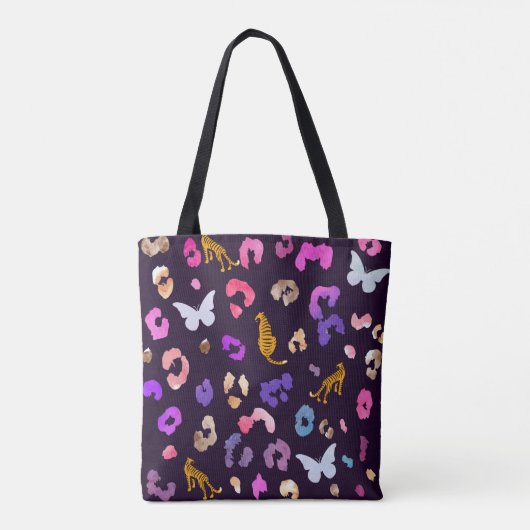 Tote Bag Papillon léopard Noir (Dos)