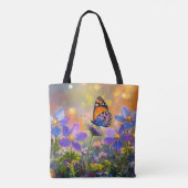 Tote Bag Papillon minuscule sur les Fleurs sauvages au leve (Dos)