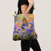 Tote Bag Papillon minuscule sur les Fleurs sauvages au leve (De près)