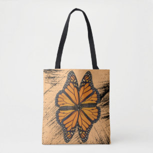 Tote Bag Papillon monarque à fleurs
