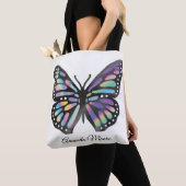 Tote Bag Papillon monarque coloré holographe moderne feuill (De près)