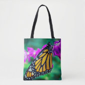 Tote Bag Papillon monarque orange photo fleur violet chic (Devant)