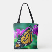 Tote Bag Papillon monarque orange photo fleur violet chic (Dos)