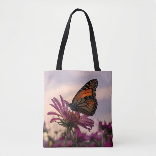 Tote Bag Papillon Monarque sur Fleur (Devant)