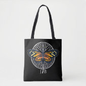 Tote Bag Papillon Monogramme moderne noir et blanc (Devant)