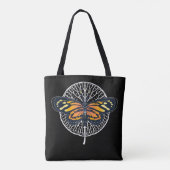 Tote Bag Papillon Monogramme moderne noir et blanc (Dos)
