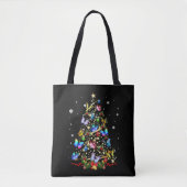 Tote Bag Papillon Noël Arbre Lumières Femmes Filles Noël B (Devant)