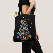 Tote Bag Papillon Noël Arbre Lumières Femmes Filles Noël B (De près)
