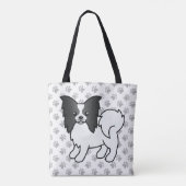 Tote Bag Papillon noir et blanc mignon caricature Chien & P (Dos)