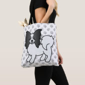 Tote Bag Papillon noir et blanc mignon caricature Chien & P (De près)