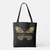 Tote Bag Papillon noir or élégant nom script (Dos)