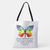 Tote Bag Papillon peint avec vers de Ecclesiastes 3:11 (Devant)