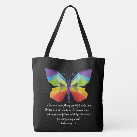 Tote Bag Papillon peint avec vers de Ecclesiastes 3:11 (Dos)