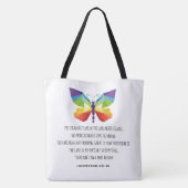 Tote Bag Papillon peint, verset des Lamentations 3:22-24 (Dos)