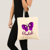Tote Bag Papillon pourpre nommé fait sur commande (Devant (produit))