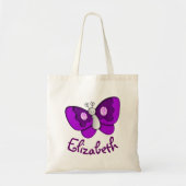 Tote Bag Papillon pourpre nommé fait sur commande (Devant)