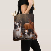 Tote Bag Papillon Puppy Automne Citrouille de plaisir (De près)