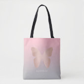 Tote Bag Papillon rose à la mode moderne élégant d'or (Devant)