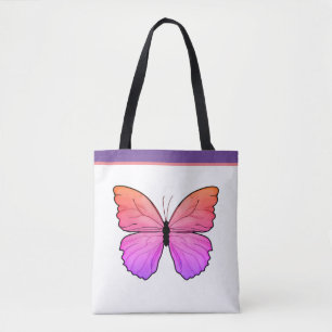 Tote Bag Papillon rose avec nom