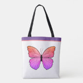 Tote Bag Papillon rose avec nom (Dos)