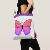 Tote Bag Papillon rose avec nom (De près)