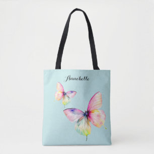 Tote Bag Papillon rose délicat dans les couleurs pastel arc