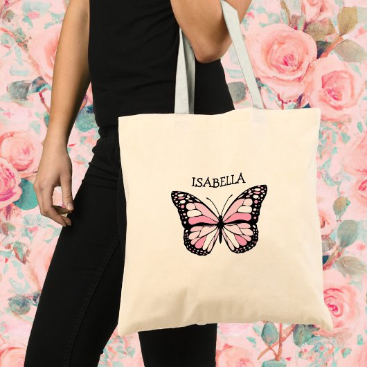Tote Bag Papillon rose personnalisé