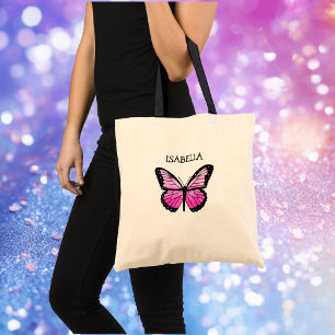 Tote Bag Papillon rose personnalisé