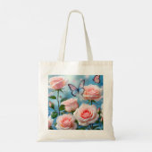 Tote Bag Papillon Sur Fleur Rose (Dos)